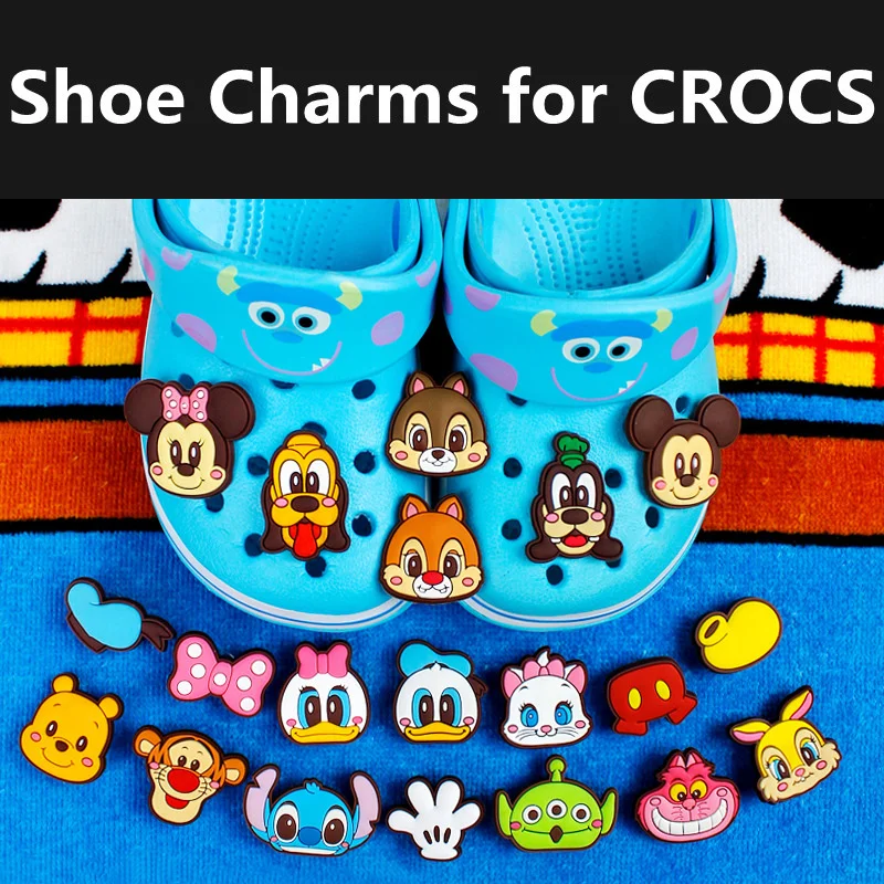 Shoe Charms 1pcs Croc Charms Disneys Cartoon Icons Cute Accessories Elegance Shoe Decoration for Women Children Boys Gifts PVC Badges Set