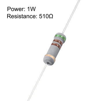 

uxcell 100pcs 1W Carbon Film Resistor 5% Tolerance 4 Color Bands Group 27R -560R 1KR-6.8KR 510R