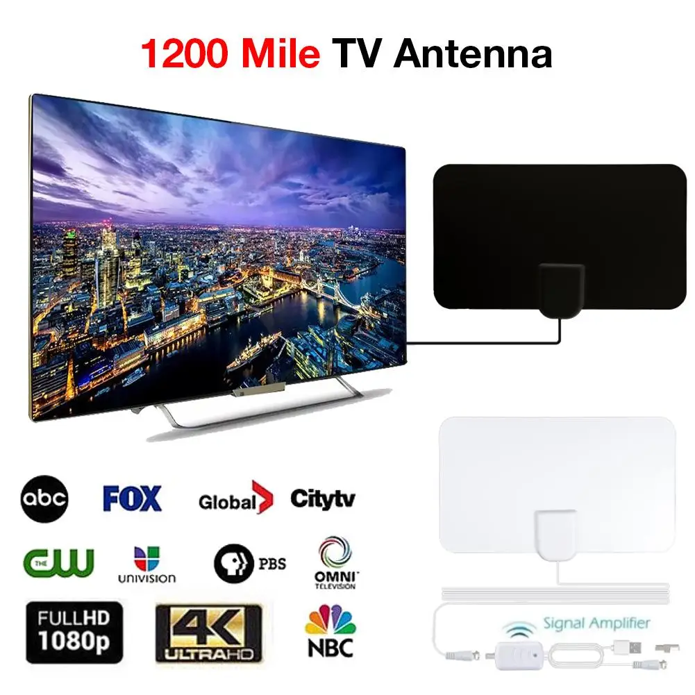 1200 Miles ТВ антенна черный/белый Мини HD Крытый высококачественный цифровой 4 K/HD ТВ антенна Быстрая Поддержка Прямая