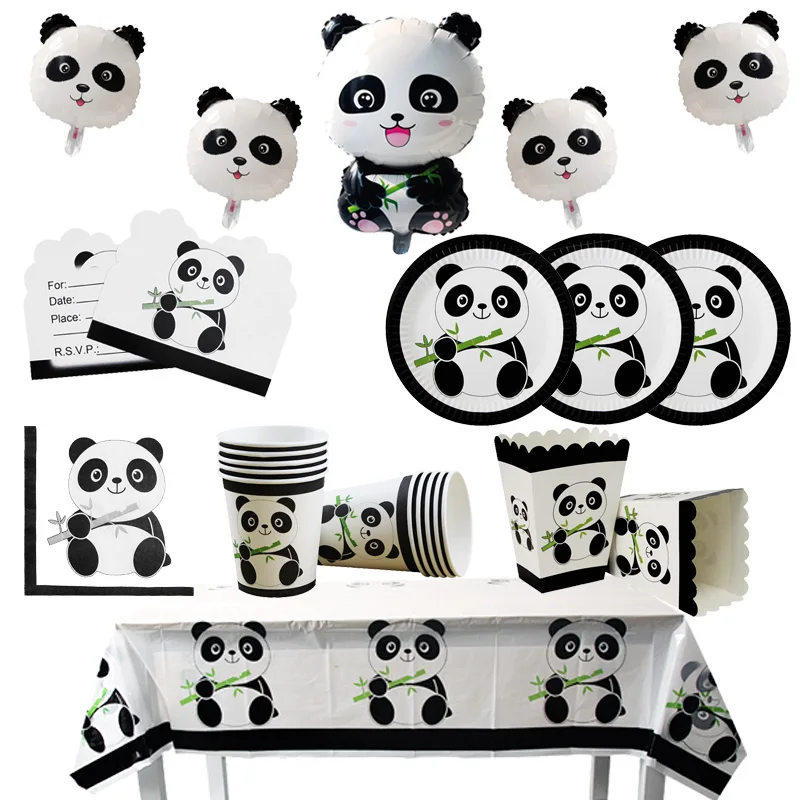 

Cartoon Panda Theme Birthday Party Decorations Disposable Tableware Sets Plate Napkin Panda Party Balloon Baby Shower Favors