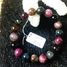 Натуральный турмалиновый браслет для женщин, расцвет, семь одиночных круглых кристальных струн, Джокер, драгоценные камни