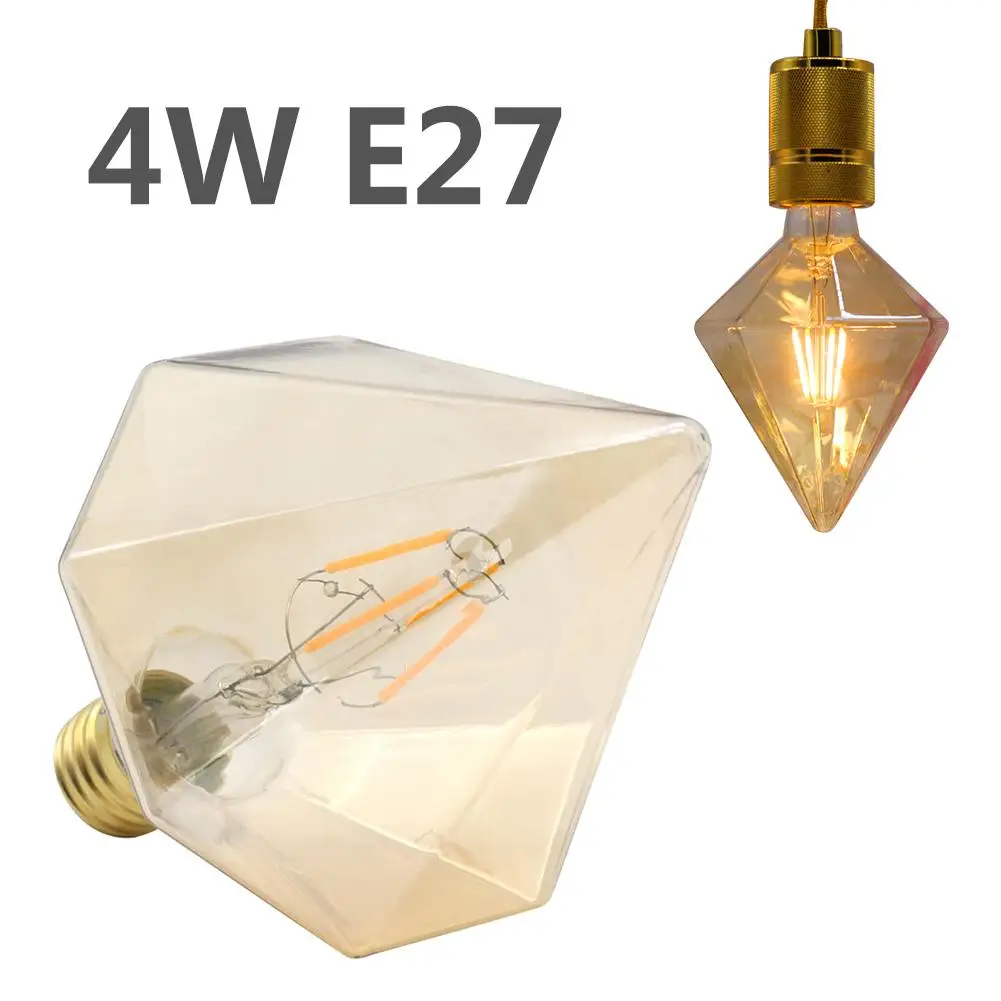 Ретро винтажный светодиодный светильник с бриллиантами, теплый белый светильник, лампа с высокой яркостью и спиральной нитью