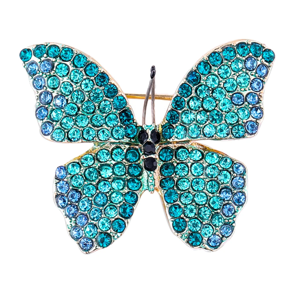 Ladies Butterfly Brooch Pins Bling Full Rhinestone Lapel Pin Crystal Elegant Jewellery Collar Bags Clothes Decorative Supplies