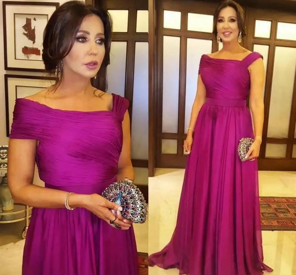 

Fuchsia Elegant Mother Of The Bride Dresses Draped Floor Length Plus Size Women Evening Prom Party Gowns Wedding Guest Dress