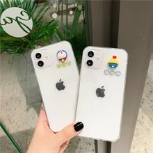 Doraemon Mignon Couple de Dessin Animé Transparent Étui En Silicone pour iPhone7/8/se2/7p/8p/xs/xsmax/xr/11pro/11promax/12promax/12mini 