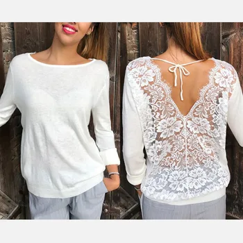 

Black White O Neck Long Sleeve Women Blouse Drawstring Lace Patchwork Women's Blouses 2020 Spring Summer Casual Ladies Tops