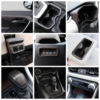 

Lapetus Wood Grain Look Interior Refit Kit Door Strip / Gearbox / Dashboard / AC Cover Trim For TOYOTA RAV4 RAV 4 XA50 2019 2020