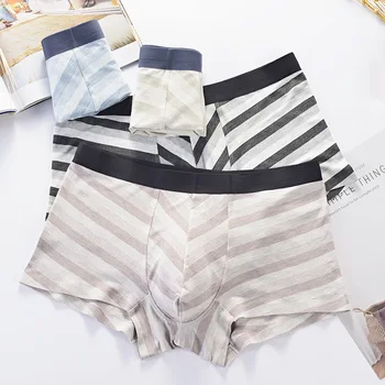 

New style of traceless modal men's boxer pants plain stripe soft boxer pants high quality men's underwear