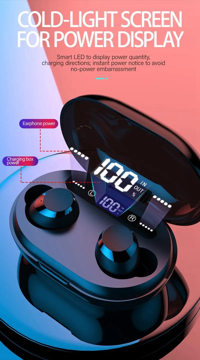 C8s TWS 5,0 беспроводные Bluetooth наушники 3000 мАч светодиодный дисплей беспроводной бас наушники HiFi стерео Игры наушники с микрофоном