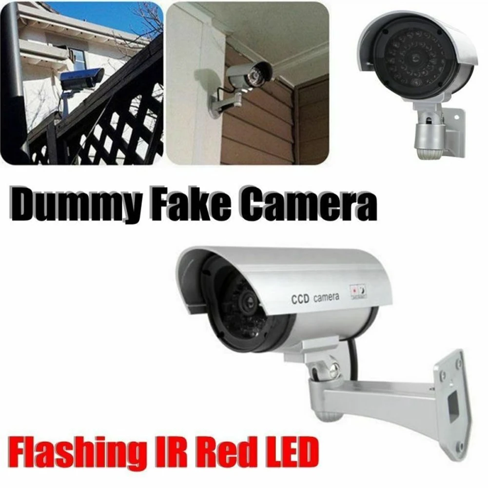 태양광 구동 시뮬레이션 더미 카메라, 가짜 CCTV 모니터, 야외 방수 에뮬레이션 IR LED 플래시, 빨간색 보안 홈