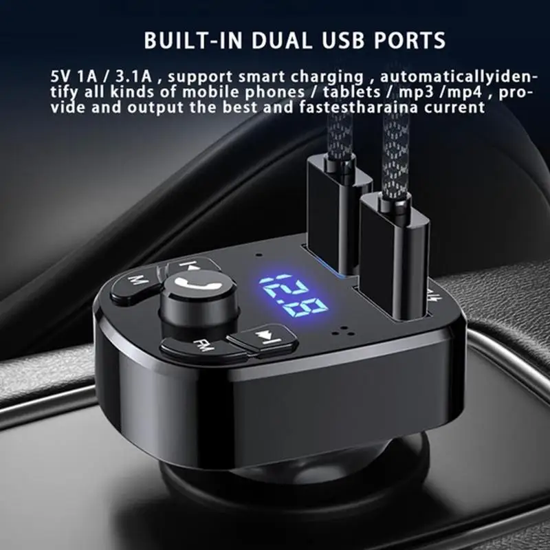 LCD Hands-Free FM Transmitter Wireless Bluetooth-compatible Car Kit MP3 Music Player Support USB TF Card for Mobile Phones bluetooth audio receiver car stereo mp3 bluetooth receiver wireless car adapter