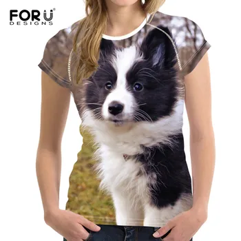 

FORUDESIGNS Summer Tops for 2020 Cute Shetland Sheepdog/Sheltie Animal Dog Pattern Women T Shirt Short Sleeve O-neck Tshirt Tees