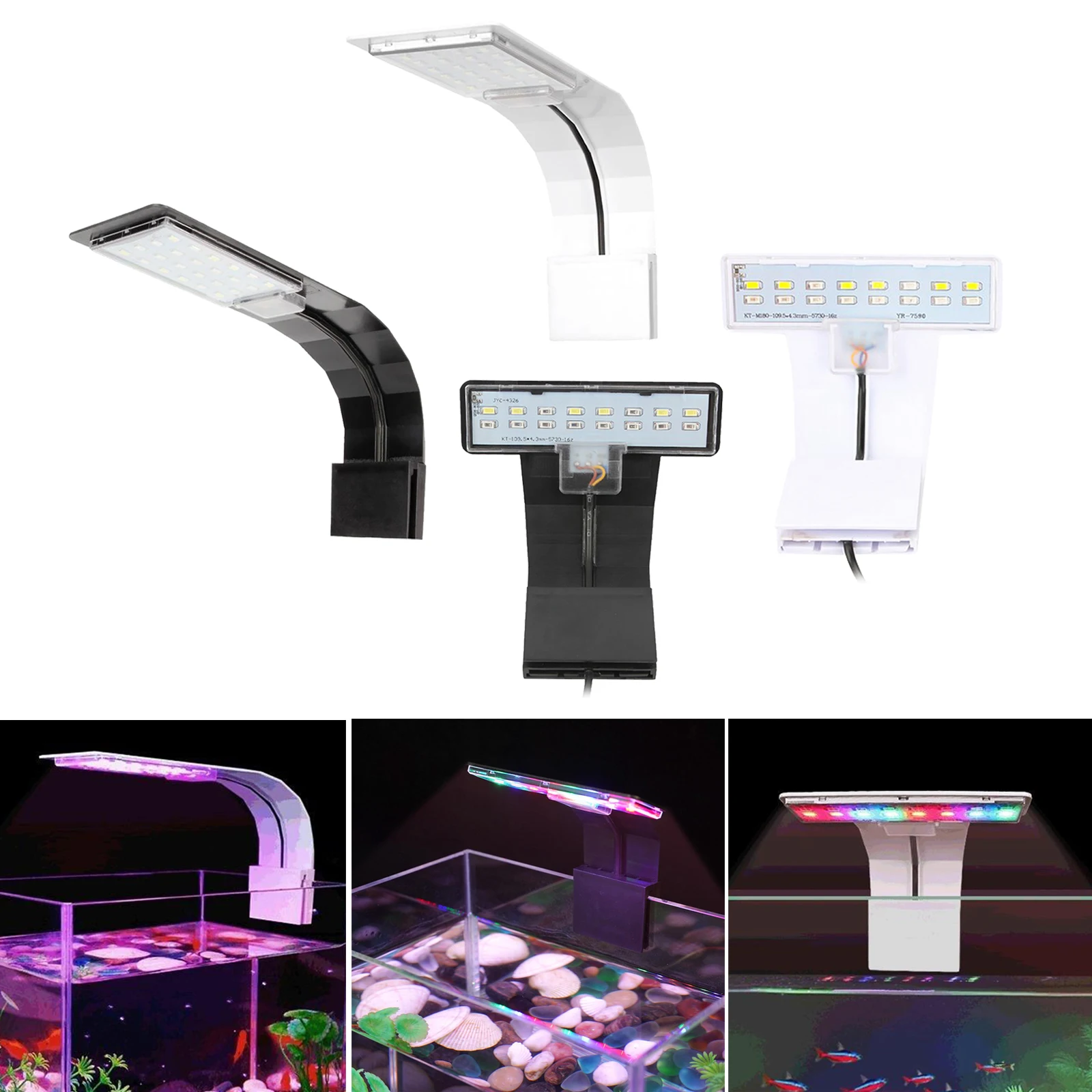 LED Aquarium Light Full Spectrums Fishing Tank Lamp Clip on EU Plug White Black A B led lamp aquarium light aquarium lamp