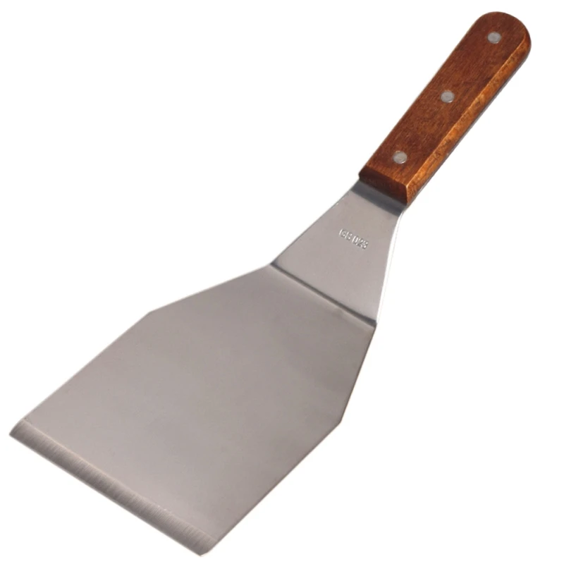  Professional Food Flipper Scraper Large Sturdy Stainless Steel Spatula With Strong Wooden Handle Gr