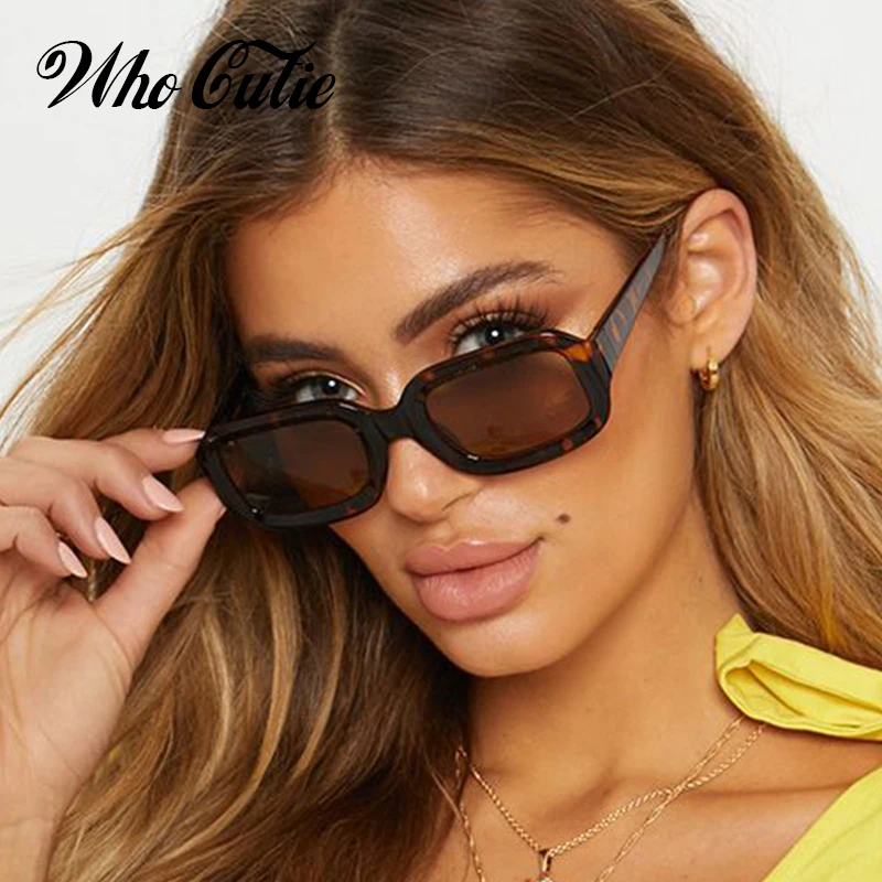 WHO CUTIE Vintage Oversized Square Sunglasses Women Thick Frame