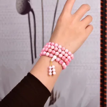 

1pc natural pink shell quartz crystal stone bracelet 6mm ladies jewelry for negative energy healing