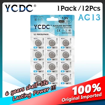 

YCDC Wholesale 12pcs/Card 1.5V AG13 LR44 Alkaline Button Cell Battery for Watch Toy Calculator Green Energy