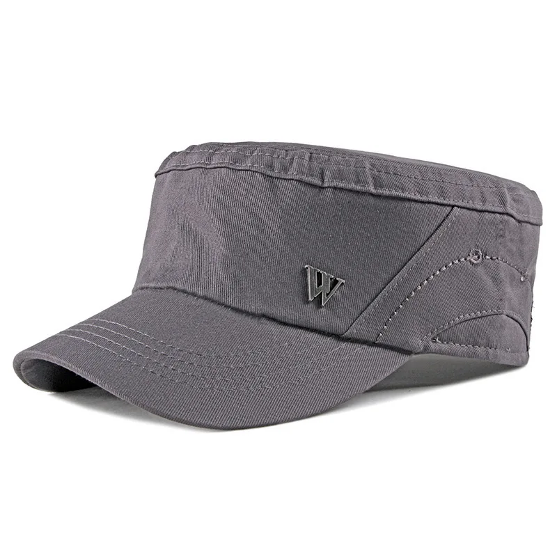 Взрослые большие размеры плоские армейские кепки женские Остроконечные Бейсболки большой кости мужской большой размер военная Кепка - Цвет: gray