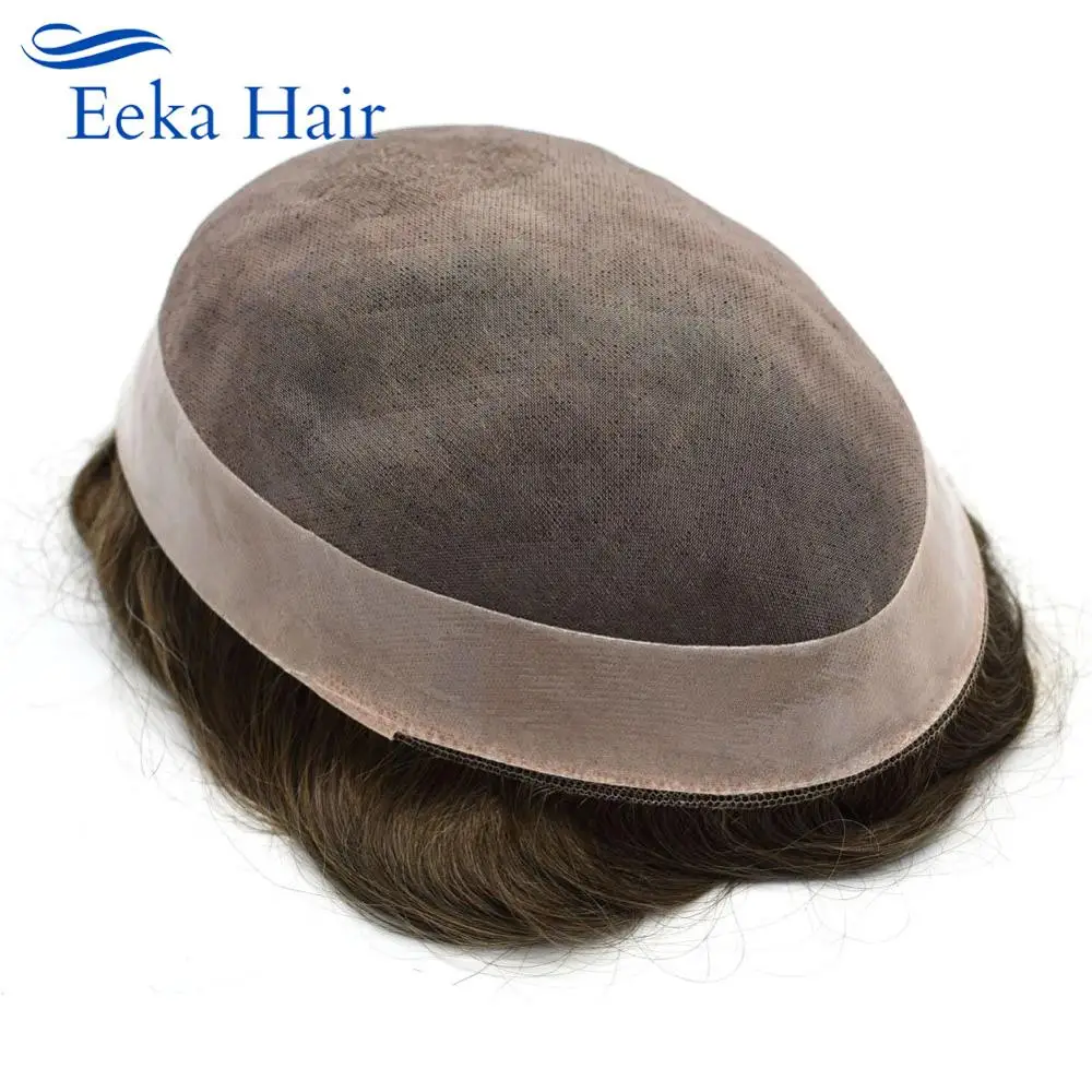 

Mens Toupee Natural Medium Density Hair System Replacement Indian Hairs Double Knot More Colors Choose Durable Hairpiece Men Wig