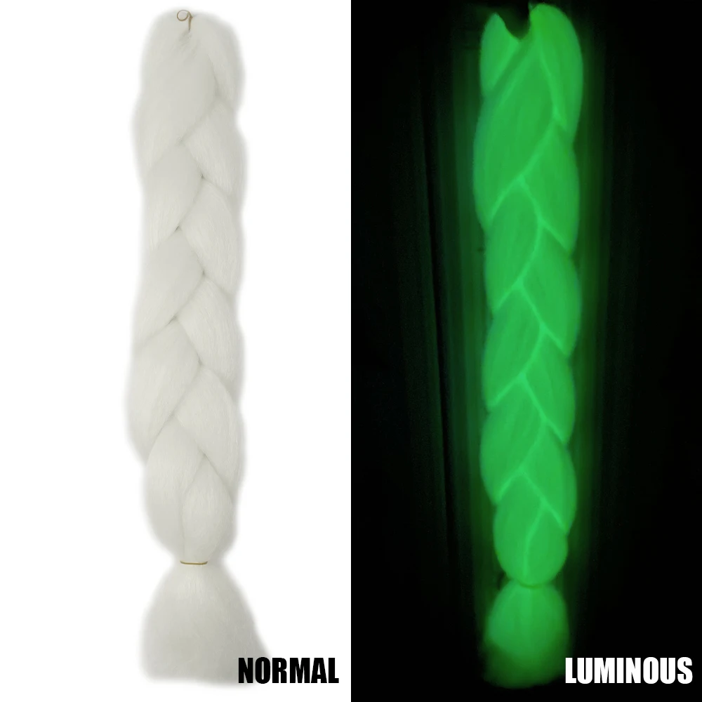 Neon Glowing Hair Florescent Light Braiding Hair Synthetic Jumbo Braids Shining in the Darkness 24inch 100g