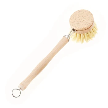 

New Wear Resistant Kitchen Dish Brush Retro Wooden Pot Brush with Long Handle - Pot Cleaning Brush with Replaceable Head