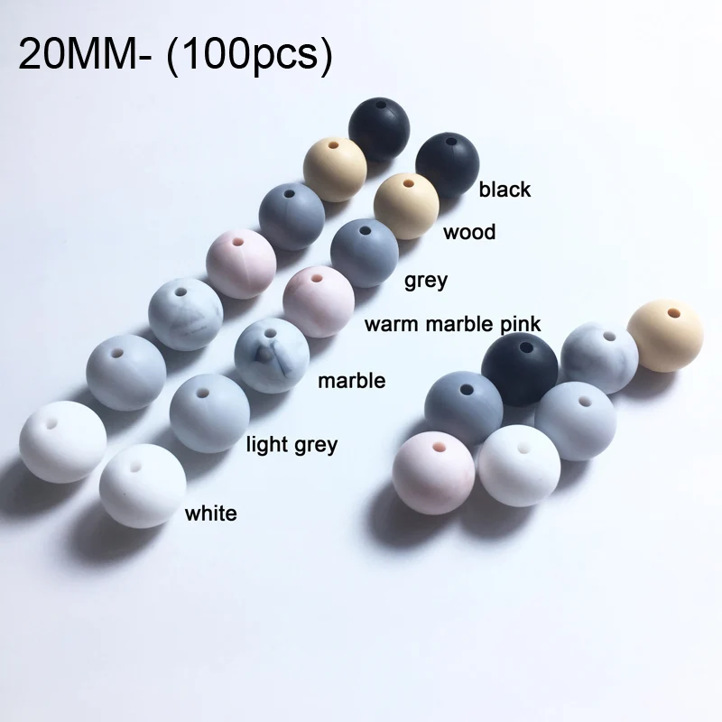 size 20MM Candy C 100 шт силиконовые бусины 15 мм/12 мм/10 мм/20 мм, экологически чистые сенсорные Прорезыватели зубов, ожерелье, пищевая игрушка, игрушки для детей, прорезыватель BPA Safe - Цвет: size 20MM Candy C
