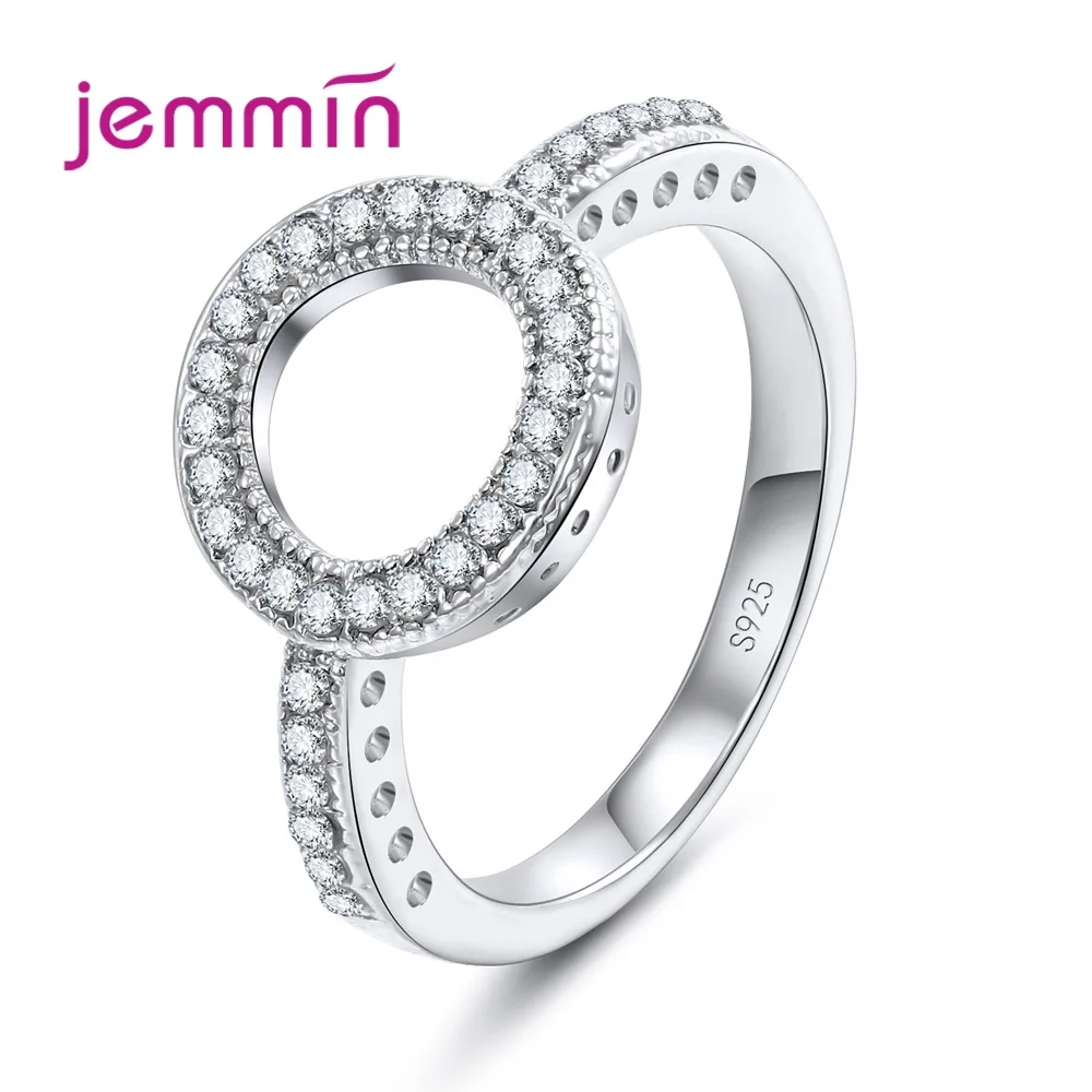 

Original 925 Sterling Silver Ring Clear Black Cubic Zircon Stone Hot Sale Trendy Round Circle Loop Charm Women Gift Jewelry