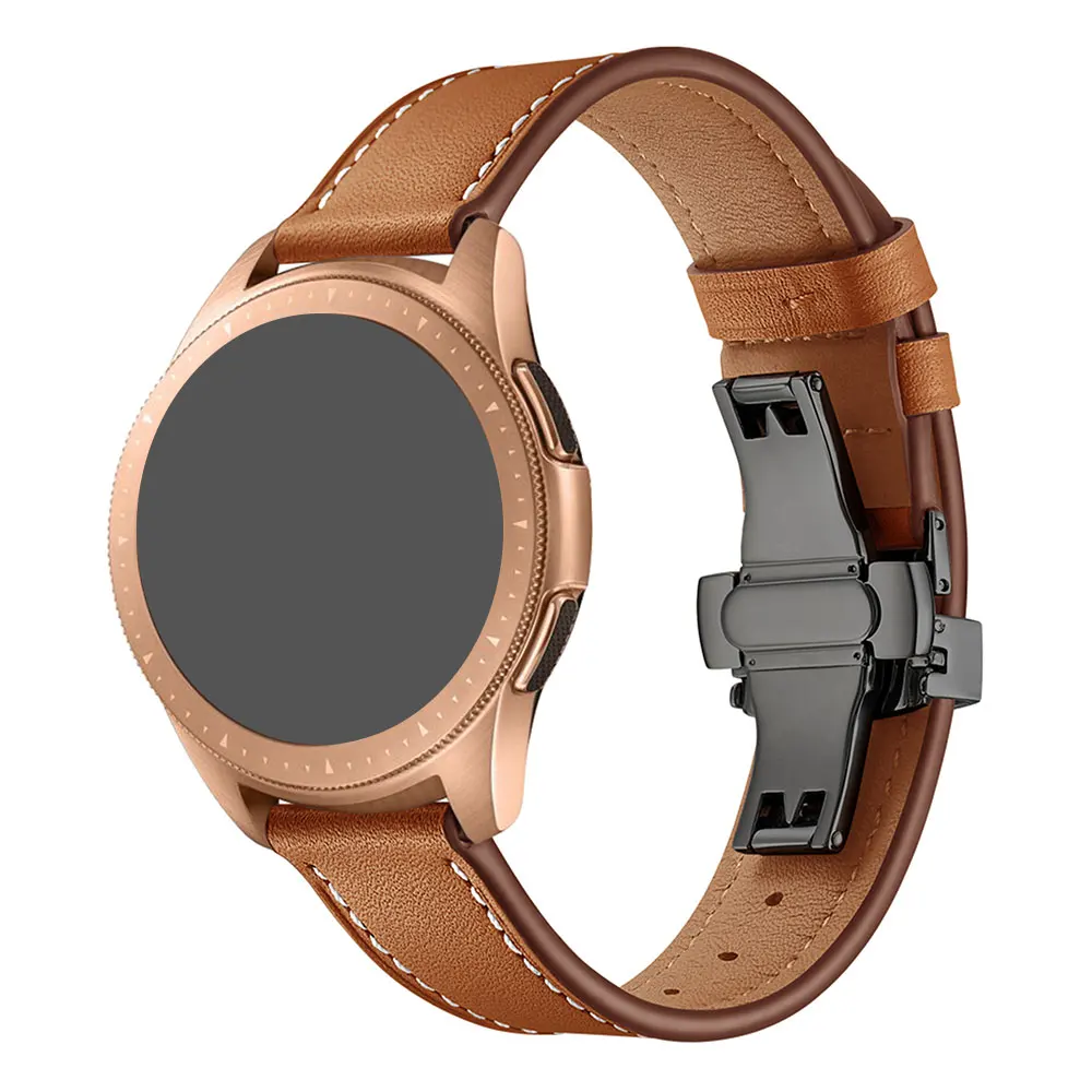Универсальный ремешок для часов 20 мм 22 мм для samsung gear S2 S3 ремешок для часов из натуральной кожи классический дизайнерский ремень с застежкой-бабочкой