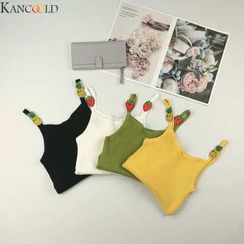 

KANCOOLD Solid color small sling female 2020 Summer new simple inside single wear Knitted shoulder strap sling Vest female