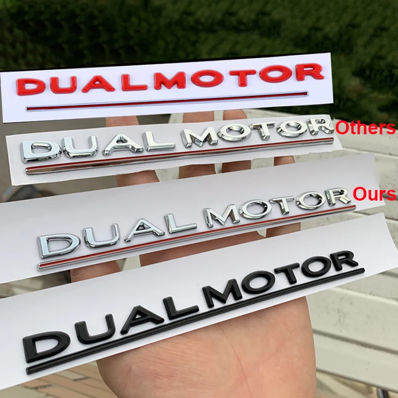 DUAL MOTOR Underlined Letters Emblem for Tesla Model 3 Car Styling Refitting High Performance Trunk Badge Sticker Chrome Black