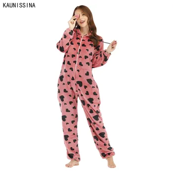 

Women Warm Onesie Loungewear Flannel Sleepwear One Piece Pajamas Nightwear Hooded Onesies For Adult Female Winter Home Sets