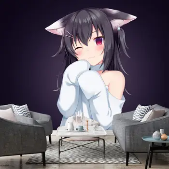 

[Self-Adhesive] 3D Black Cat 124 Japan Anime Wall Paper mural Wall Print Decal Wall Murals Belly