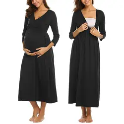 Платье для беременных, для фотосессии, для беременных, для кормящих женщин, платье из хлопка, однотонное, обёртое, с рюшами, платье для