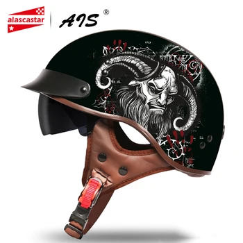 

AIS Retro Motorcycle Helmet Summer Open Face Casco Moto Men Women Scooter Moto Helmet Biker Motorbike Racing Riding Helmet