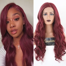 RONGDUOYI боковая часть синтетический парик на кружеве натуральные длинные волнистые парики для женщин высокотемпературные волокна красные волосы косплей парик