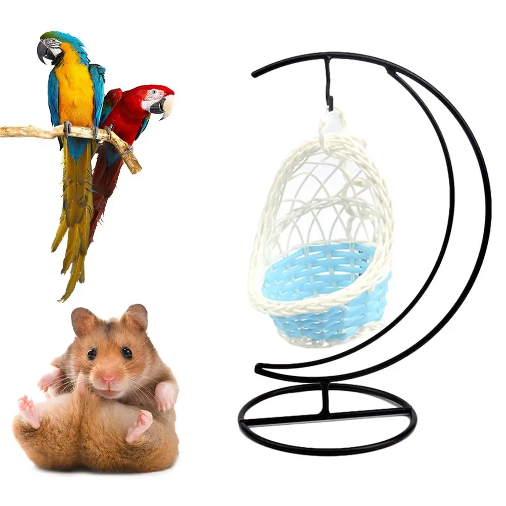 

Hamster House Hamster Hammock Iron Garden Decorative Parrot Basket Small Pet Cradle Weaving Nest Hanging Bed Hamster Accessories
