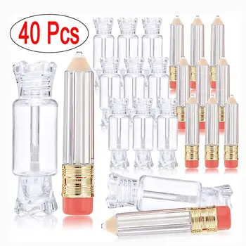 

40 Pack Candy Shape Empty Lipgloss Tube Pencil Shape Lip Gloss Containers Refillable Lip Balm Container Lip Oil Bottle