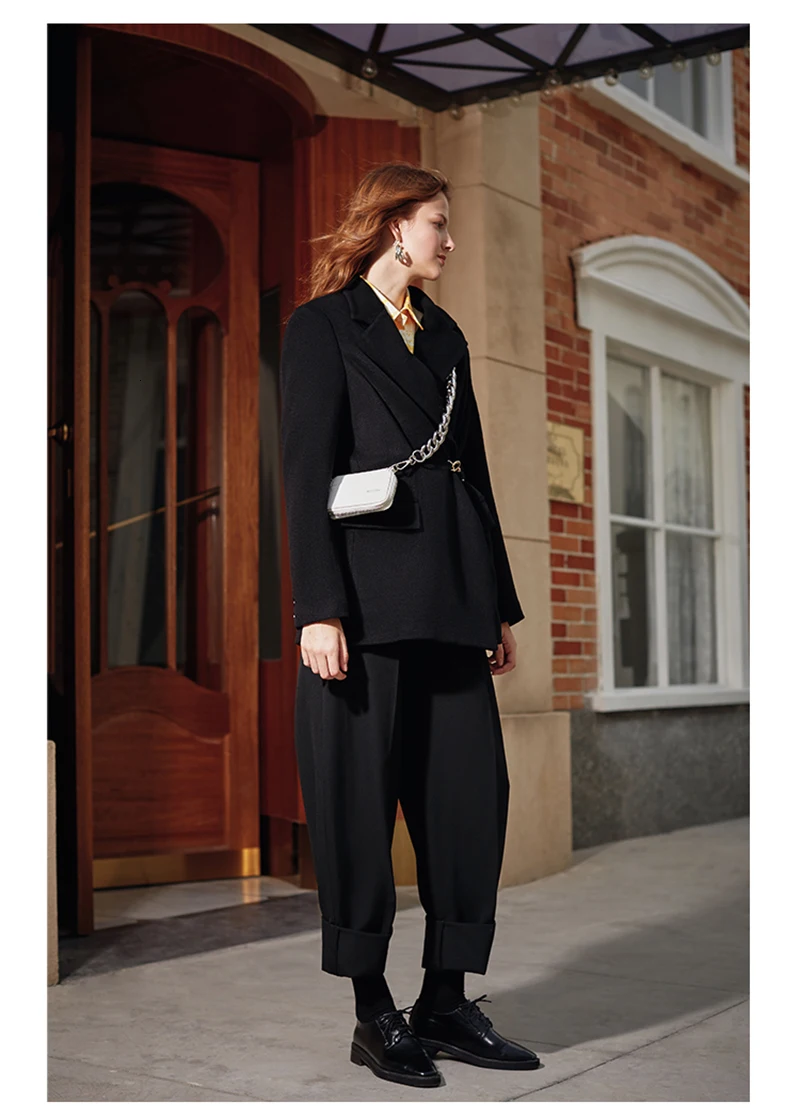 [EAM] свободное черное шерстяное пальто с разрезом, парка, новинка, длинный рукав, женская мода, Осень-зима, 1K891