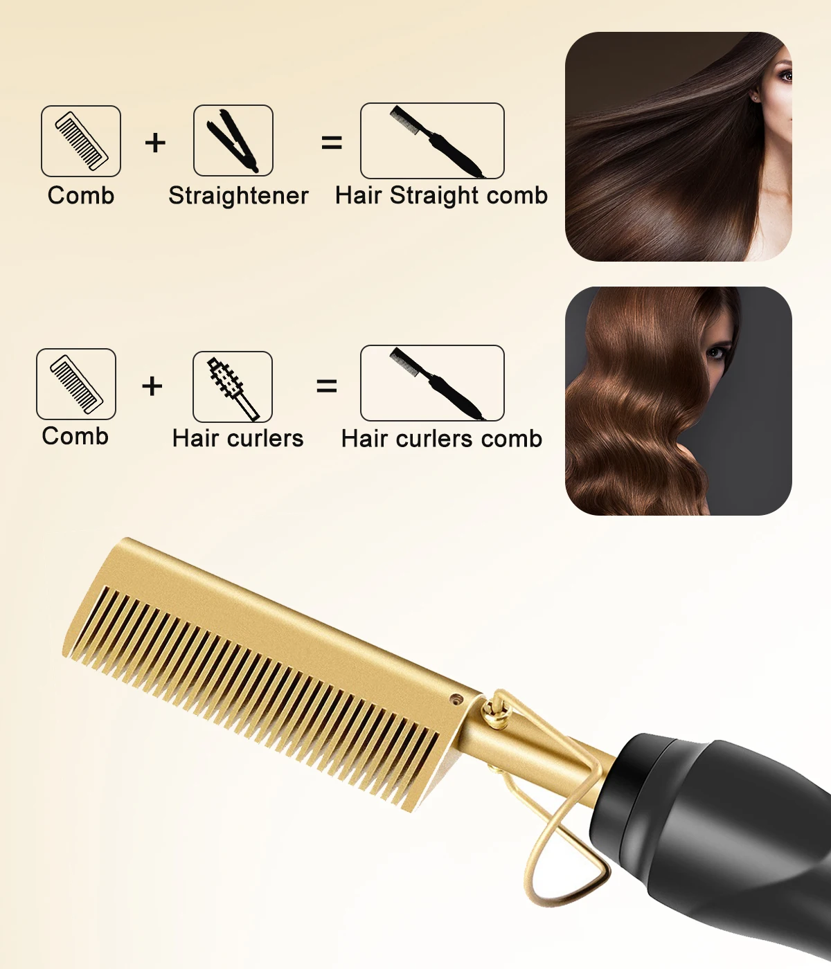 Heating Hot Comb Professional Hair Straightener For Wigs Heated Comb Electric Hair Styling Comb Curler And Straightener Tool 4