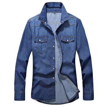 

2020 spring and autumn Washing Charm jeans shirts Long sleeve men's shirt Denim Wear men's jacket Cowboy wear free shipping