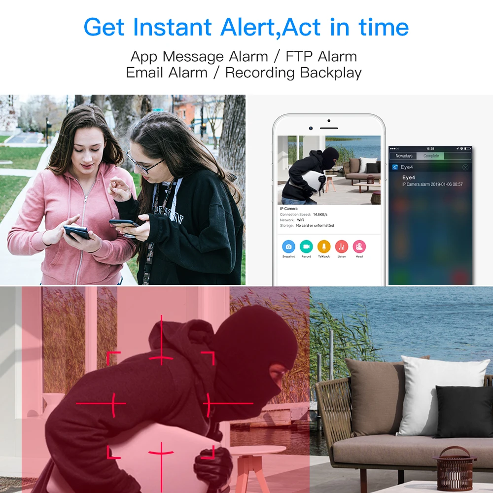 Vstarcam, 1080 P, Wifi, ip-камера, сирена, сигнализация, IP66, 2MP, уличная, всепогодная, ИК, ночное видение, камера видеонаблюдения, C13S