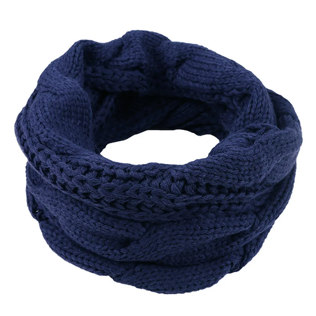 Женские шарфы, Модный зимний палантин, сохраняющий тепло, шарфы для женщин, однотонный вязаный шерстяной шарф-кольцо panuelos cuello