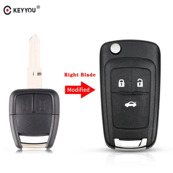 

KEYYOU 3 Button Modified Flip Folding Remote Car Key Shell Case Fob For Chevrolet Cruze Aveo Auot Key Case Right Blade