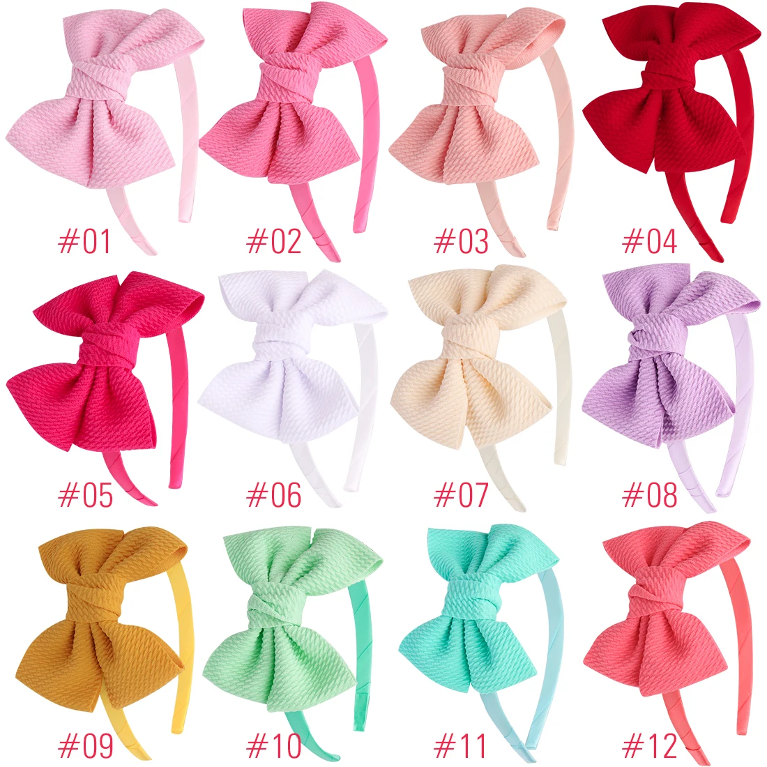 12pcs-mix color 12 шт./компл. с бантом для маленьких девочек повязка на голову, 4 дюйма Элегантный французский Стиль заколки для волос для девочек, лента для волос, весенне Цвет, с украшением в виде Hairbow - Цвет: 12pcs-mix color