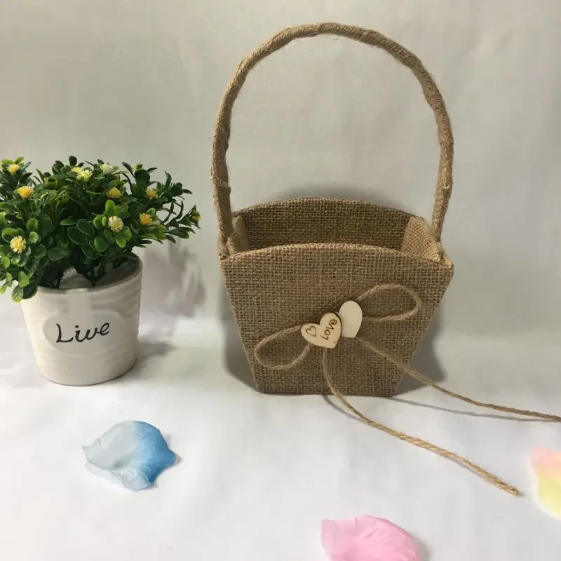 Wedding Flower Girl Basket Handle For Vintage Flower Basket For Wedding Ceremony Party QM8047 [