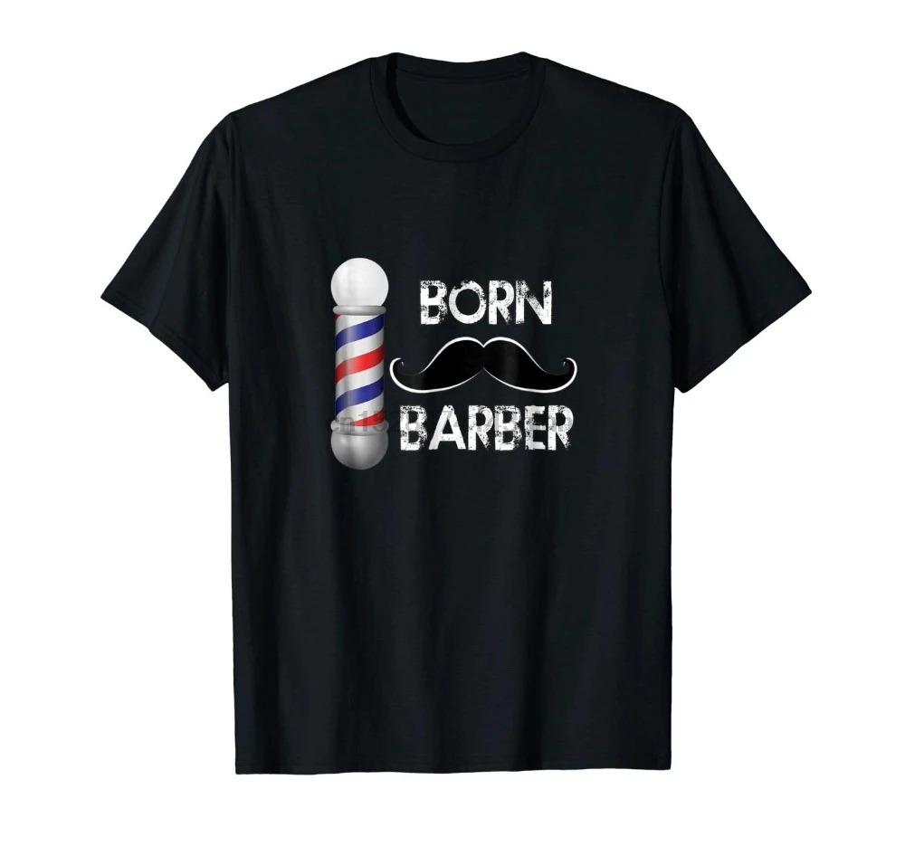 Born футболка парикмахера Парикмахерская Pole Shop стрижка усы Giftcotton мужские футболки