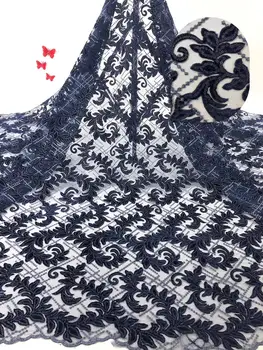 

2020 flower shape for velet lace fabric with seqiuns JOY-2310 Fashionable french net fabric for dress wedding or party dress