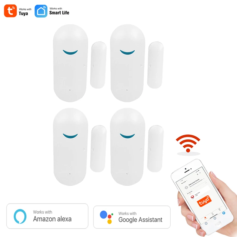 Tuya Smart Wifi датчик для двери дверь открытой/закрытый детекторы Магнитная щетка