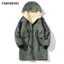Новая Длинная зимняя куртка для мужчин толстое теплое пальто мужская Тонкая однотонная цветная парка модное пальто с капюшоном плюс размер 5XL