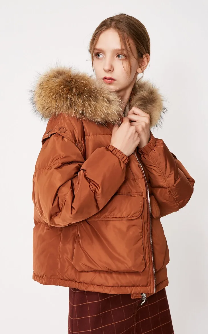 Vero Moda женский мех енота с капюшоном рукава съемный короткий пуховик парка пальто | 318423528